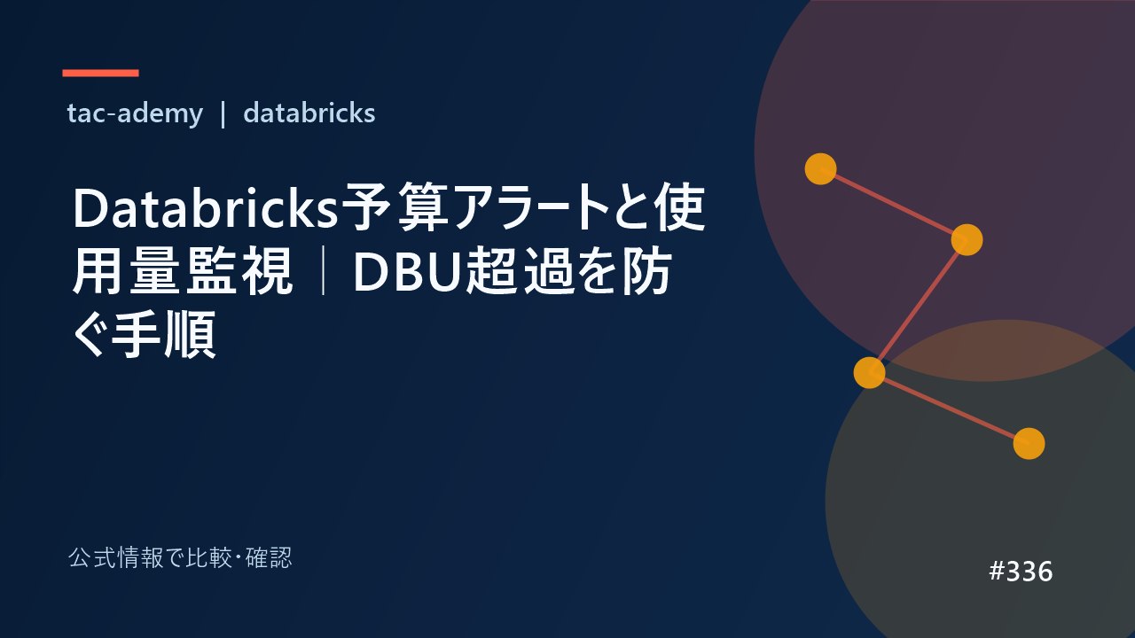 Databricks予算アラートと使用量監視｜DBU超過を防ぐ手順の比較図解