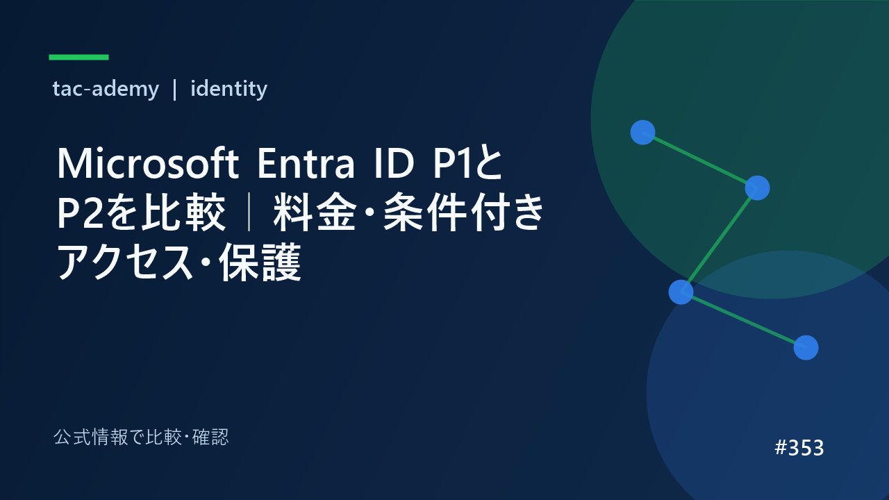 Microsoft Entra ID P1とP2を比較｜料金・条件付きアクセス・保護の比較図解