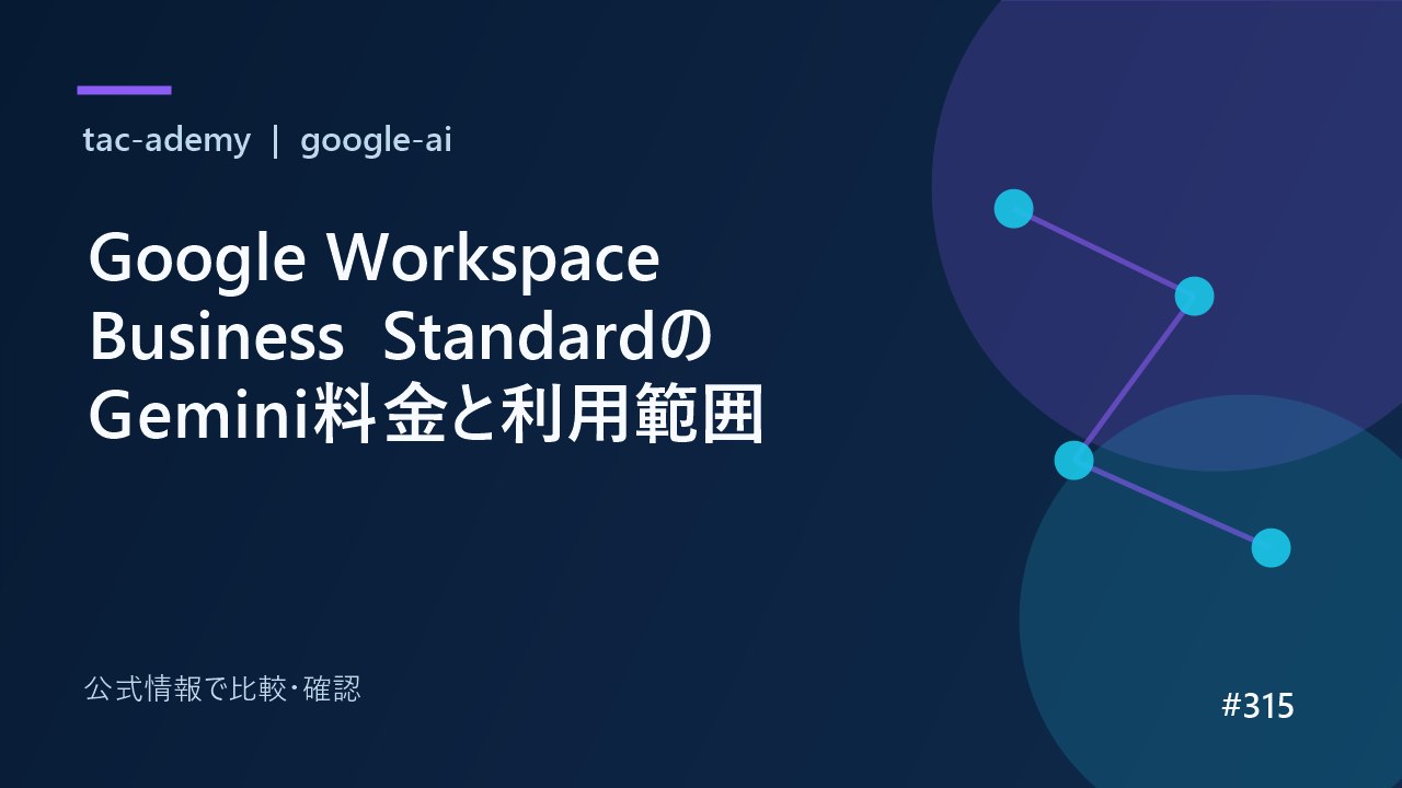 Google Workspace Business StandardのGemini料金と利用範囲の比較図解