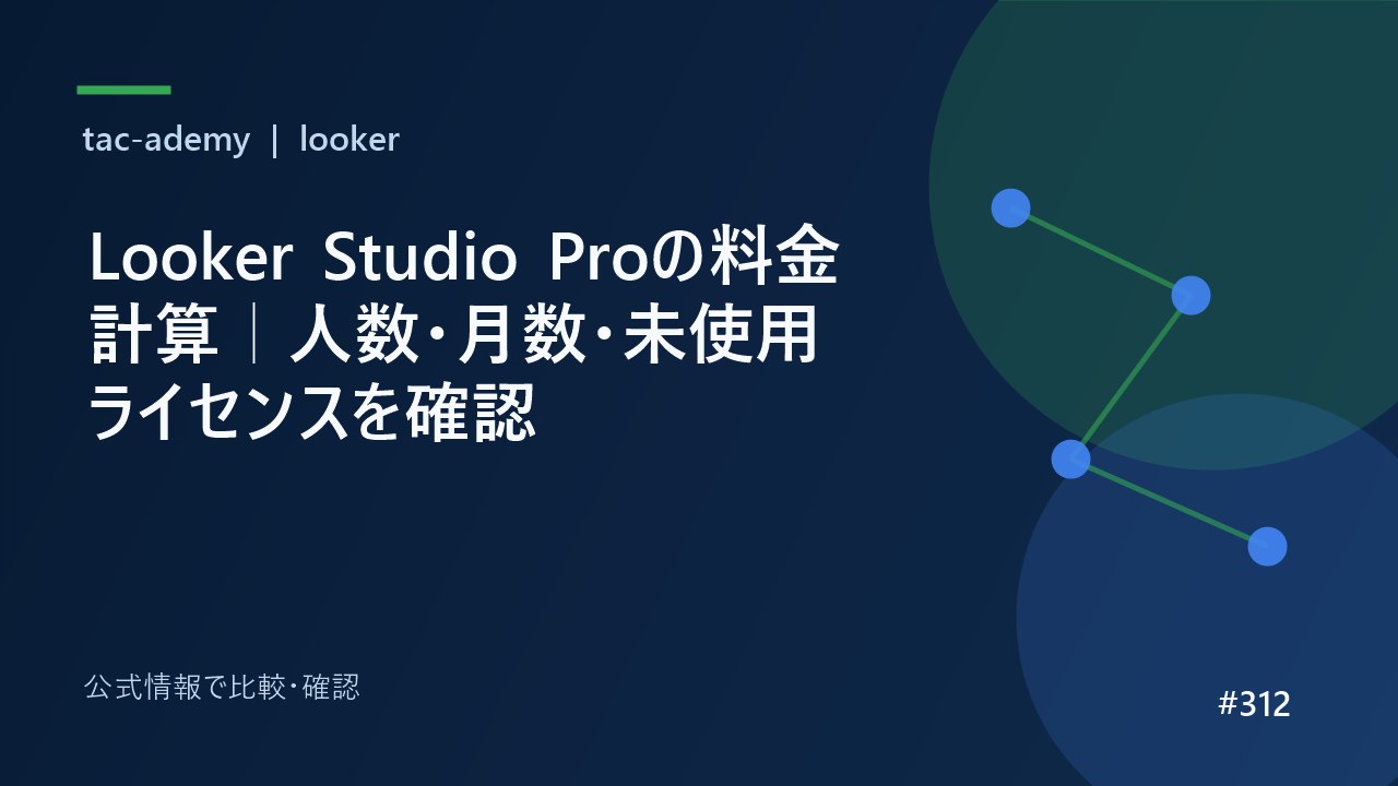 Looker Studio Proの料金計算｜人数・月数・未使用ライセンスを確認の比較図解
