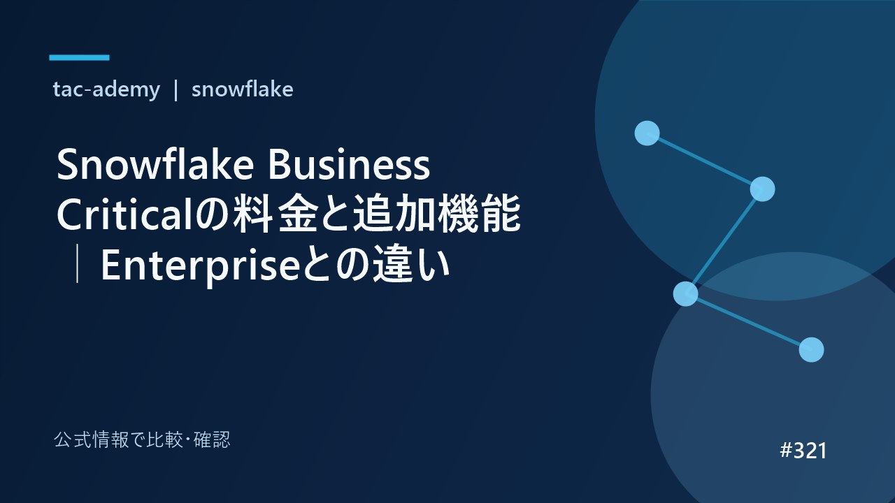 Snowflake Business Criticalの料金と追加機能｜Enterpriseとの違いの比較図解